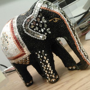 had to say 'goodbye' to my good luck charm that kept me company at the computer workstation <3 elephants!